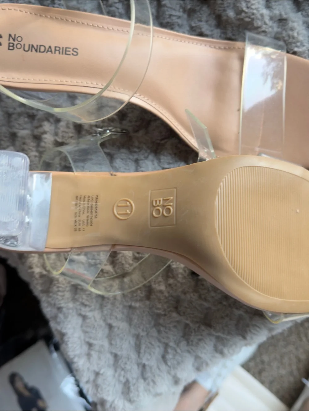 No Boundaries Clear Strap Nude Heeled Sandals